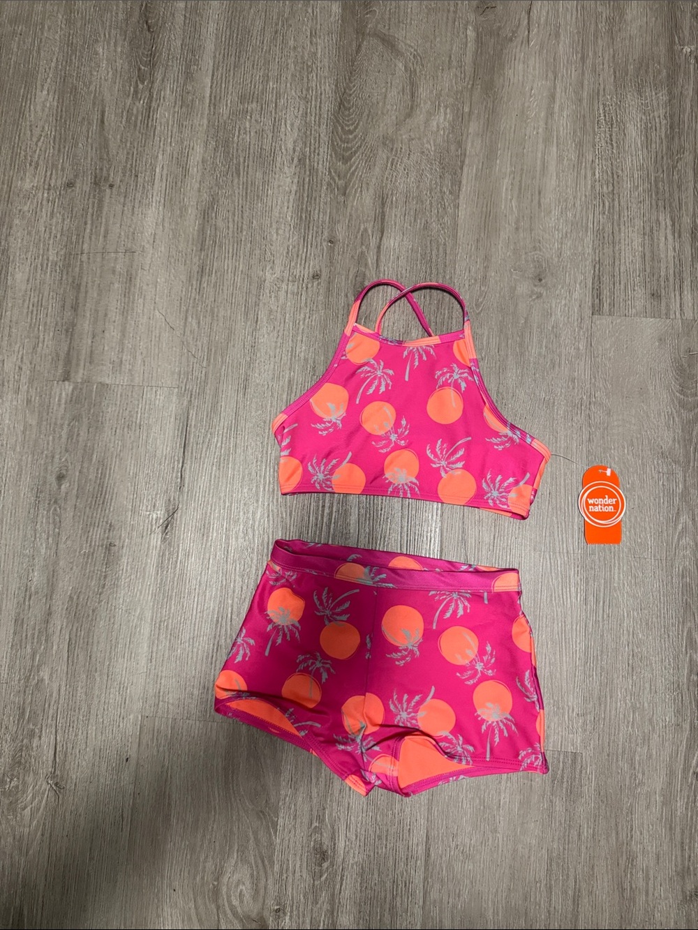 wonder nation Hot Pink & Orange Pineapple Two-Piece Swim Set